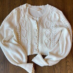 LoveShackFancy chunky heart knitted cropped cardigan